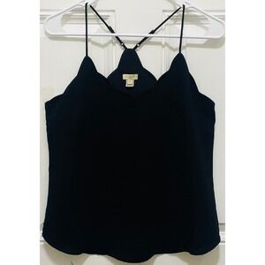 J. Crew Black‎ Cami Top Scalloped Neckline Sleeveless Blouse Size 4